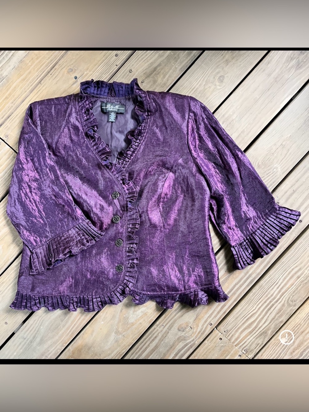 18W R&M Collection NWOT Purple Satiny Dressy Jacket W Ruffled Accents.
